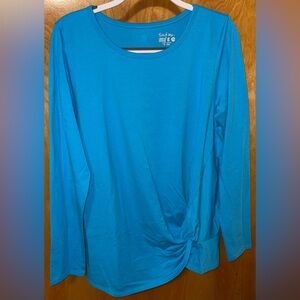 Lilly Pulitzer Luxletic vibrant blue long sleeve knit top with knot detail XL
